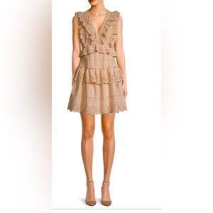 Day V-Neck Lace Eyelet Mini A-Line Dress